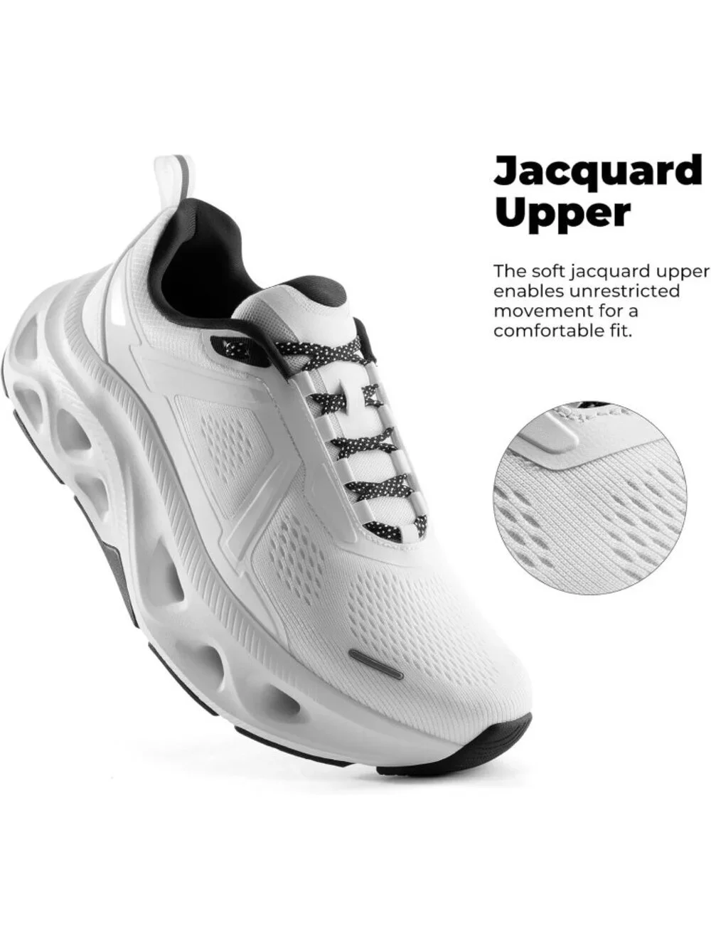 Men's White Comfortable Shoes MovePropel Athletic Breathable Tennis Sneakers